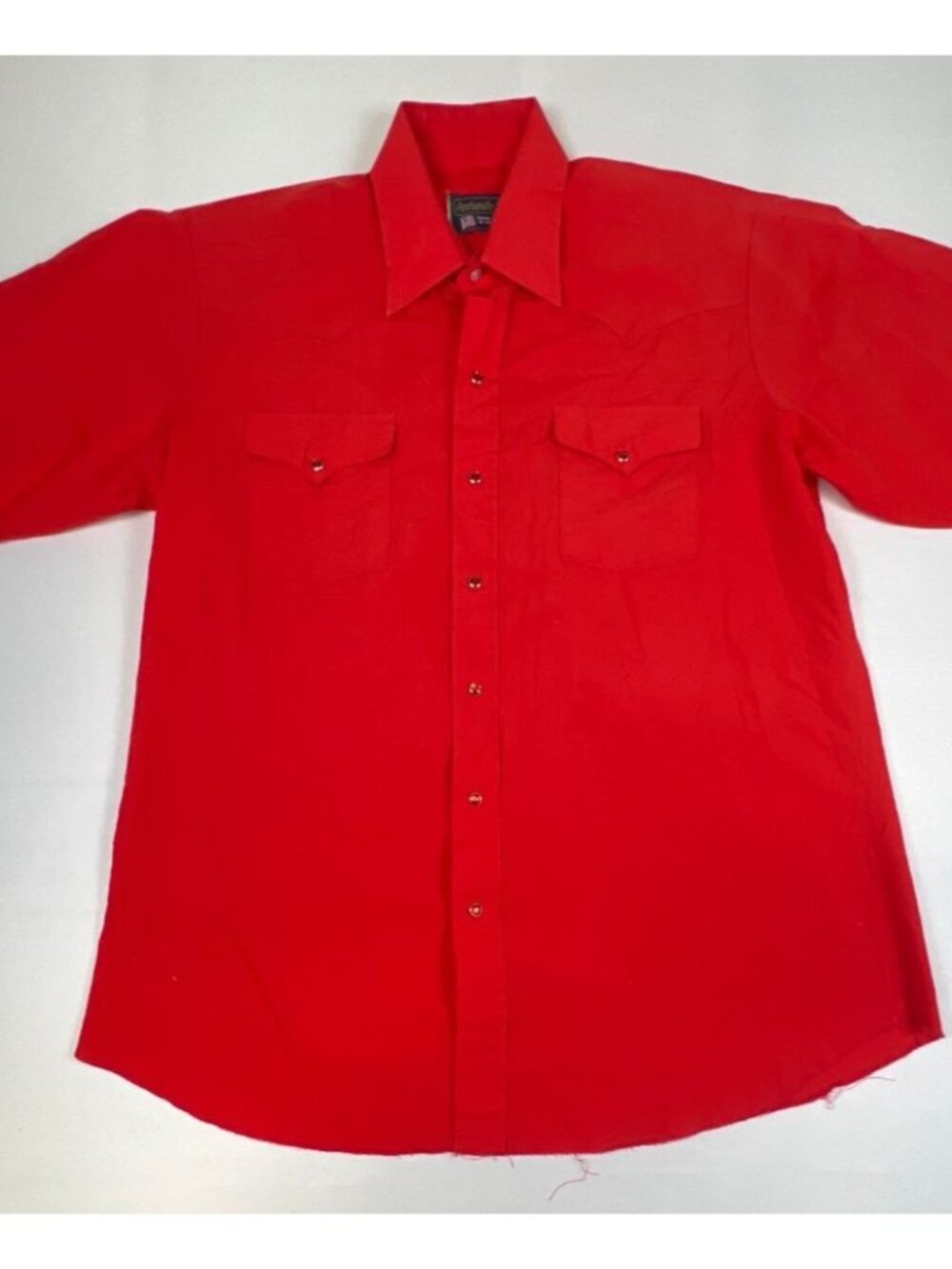 Vintage Panhandle Slim Men Size 16.5 Red Pearl Snap Western Shirt Made in USA